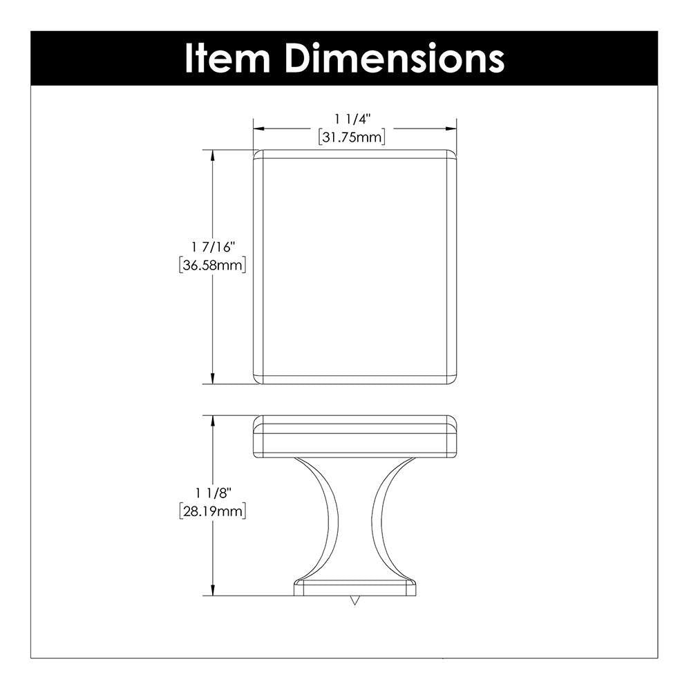 HICKORY Forge 1-3/8" Length Rectangle Cabinet Knob in Chrome H076699-CH Specs