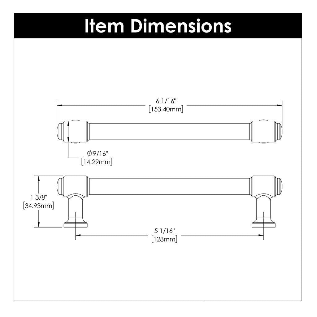 HICKORY Piper Handle Cabinet Pulls in Champagne Bronze 128mm H077853-CBZ Specs Specs