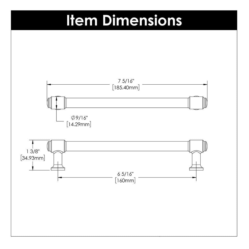 HICKORY Piper Handle Cabinet Pulls in Champagne Bronze 160mm H077854-CBZ Specs