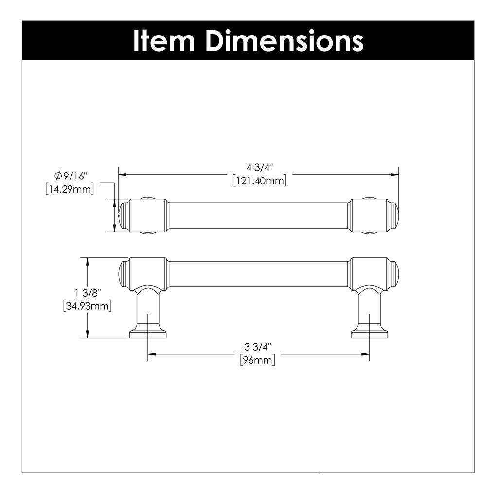 HICKORY Piper Handle Cabinet Pulls in Champagne Bronze 96mm H077852-CBZ Specs