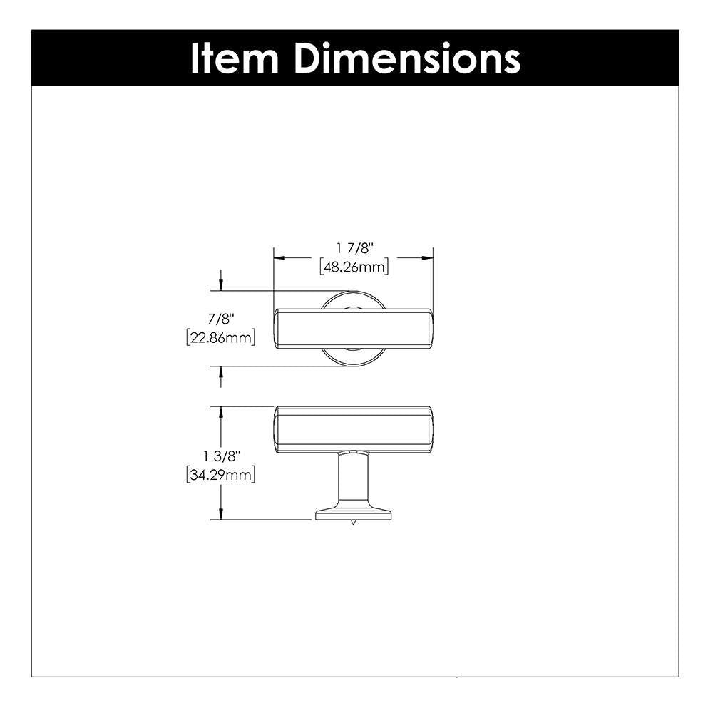 Hickory Woodward 1-15/16" Long Rectangle T-Knob in Champagne Bronze H077887CBZ Specs
