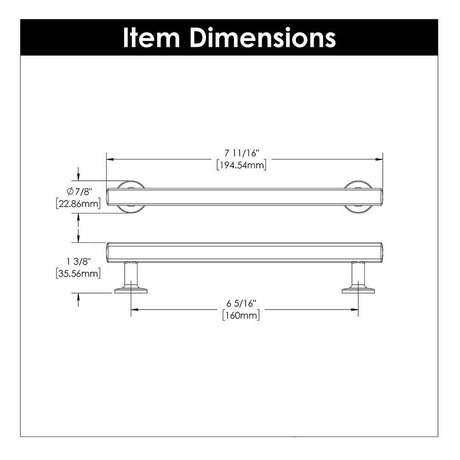 Hickory Woodward Handle Cabinet Pull in Champagne Bronze 160mm H077883CBZ Specs