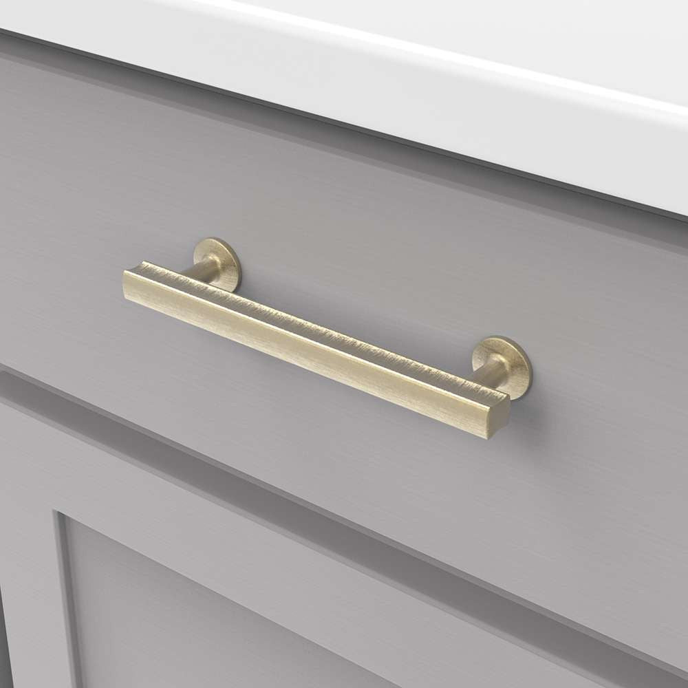 Hickory Woodward Handle Cabinet Pull in Champagne Bronze 128mm H077882CBZ Mounted View