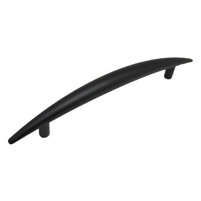 Main View of a Matte Black 3-3/4" Hole Centers Curved Handle Cabinet Pull from Keystone Accents H349