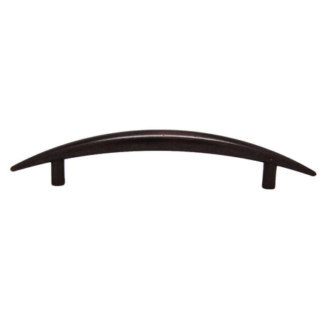 Side View of an Oil Rubbed Bronze 3-3/4" Hole Centers Curved Handle Cabinet Pull by Keystone Accents H350