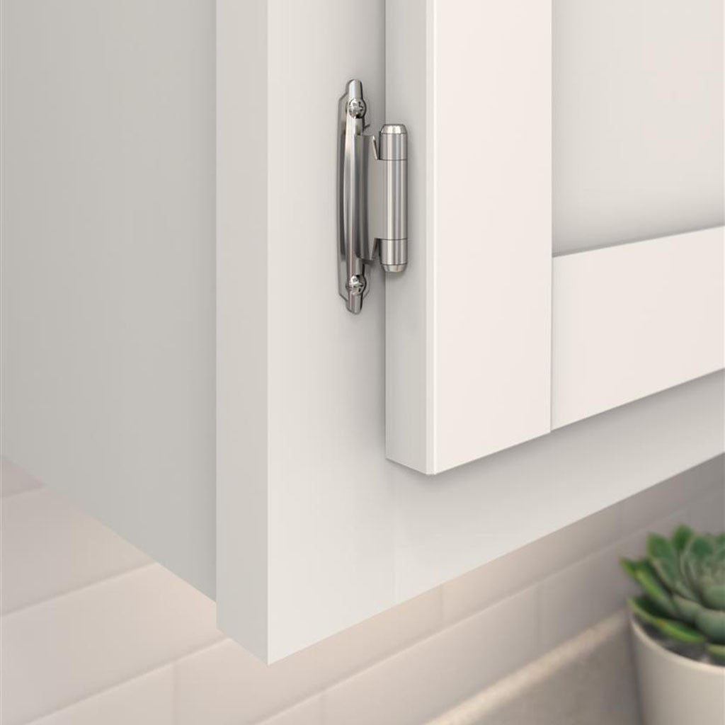 AMEROCK Self Closing Face Mount Variable Overlay Cabinet Hinge (pair) in Polished Chrome BPR342926 Mounted