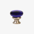 LEWIS DOLIN Glass 1-1/4" Mushroom Cabinet Knob - Transparent Cobalt / Brushed Nickel 37-101