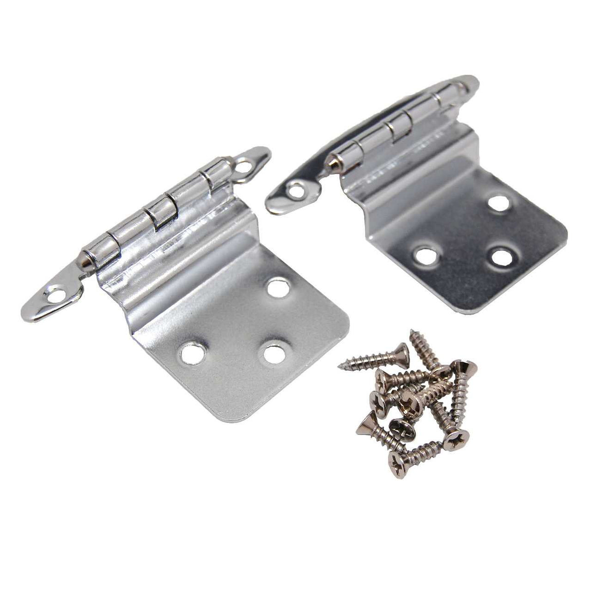 Pair of Polished Chrome No Spring Face Mount 3/8" Inset Cabinet Hinge from Liberty Hardware Part Number H00930C-CHR-O3