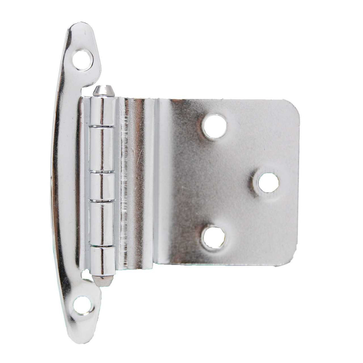 Top View of a Polished Chrome No Spring Face Mount 3/8" Inset Cabinet Hinge from Liberty Hardware Part Number H00930C-CHR-O3