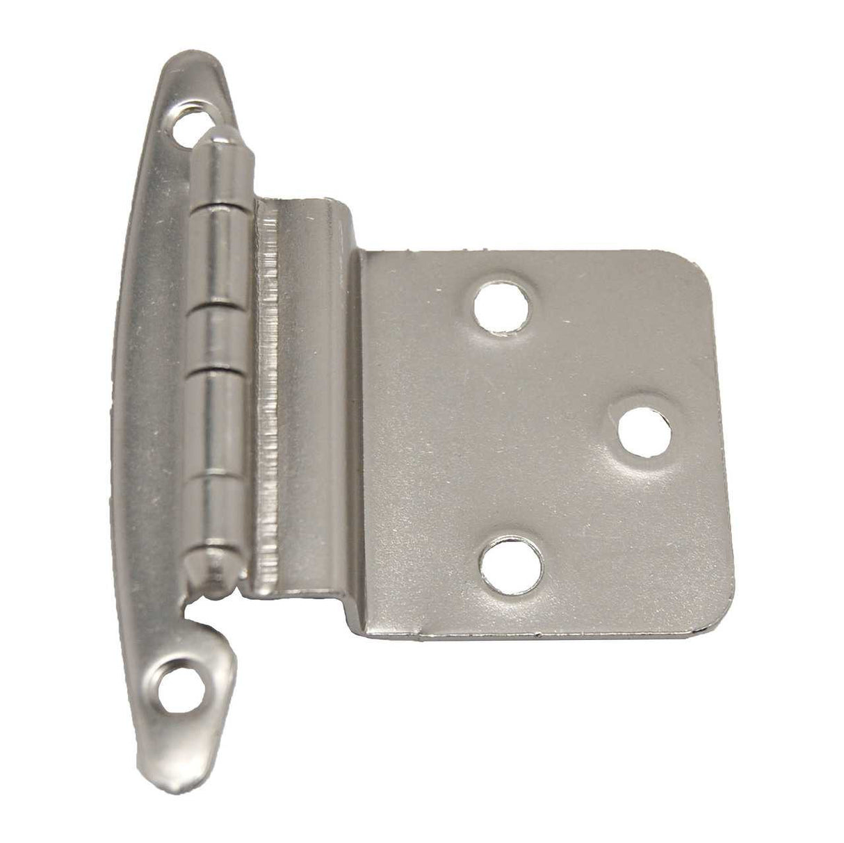 Top View of a Satin Nickel No Spring Face Mount 3/8" Inset Cabinet Hinge from Liberty Hardware Part Number H00930C-SN-O