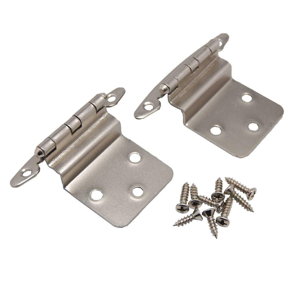 Pair of a Satin Nickel No Spring Face Mount 3/8" Inset Cabinet Hinge from Liberty Hardware Part Number H00930C-SN-O