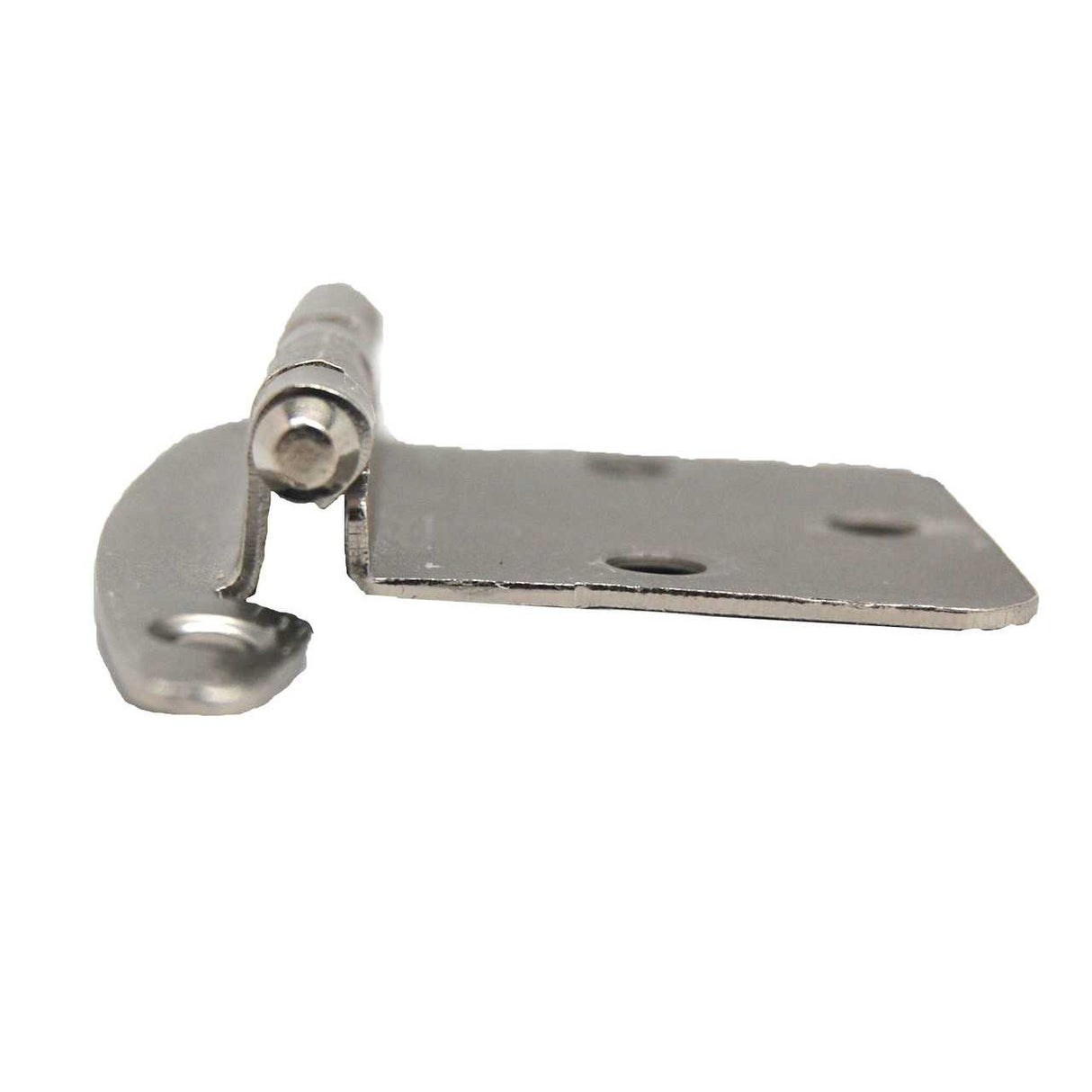 Side View of a Satin Nickel No Spring Face Mount Variable Overlay Cabinet Hinge from Liberty Hardware H01010C-SN-O