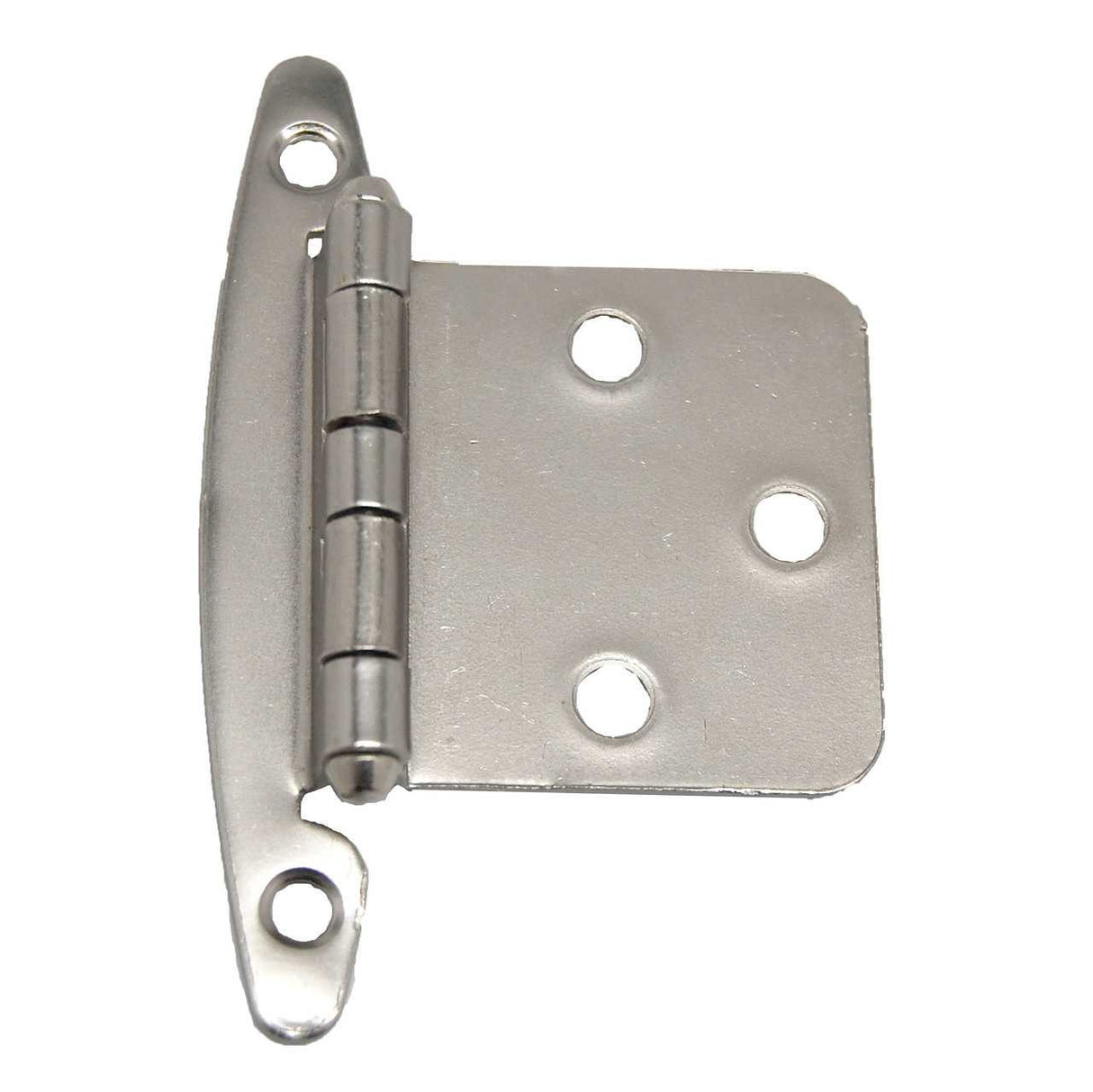 Top View of a Satin Nickel No Spring Face Mount Variable Overlay Cabinet Hinge from Liberty Hardware H01010C-SN-O
