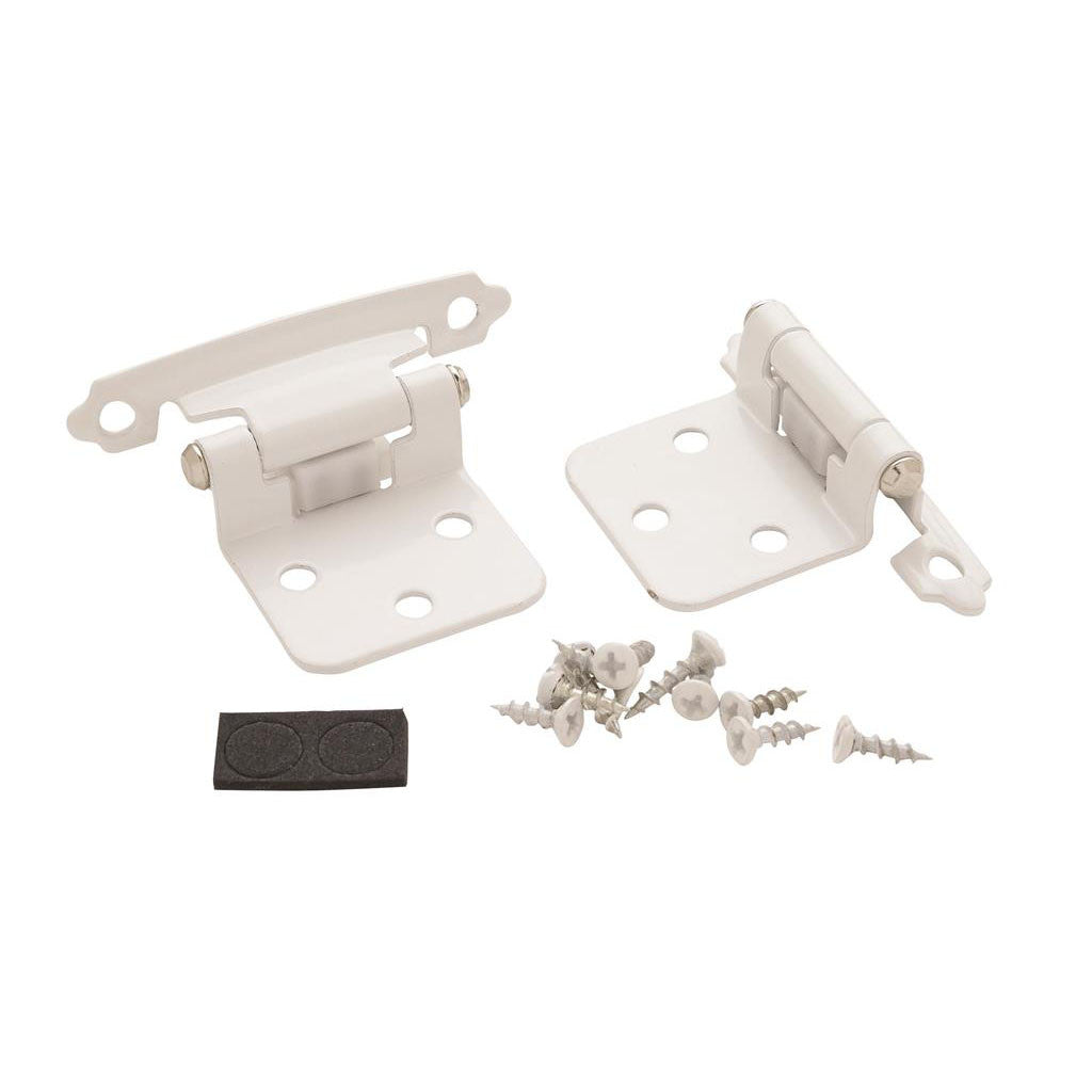 AMEROCK Self Closing Face Mount Variable Overlay Cabinet Hinge (pair) in White with Chrome Ends BPR3429W Pair