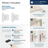 AMEROCK Self Closing Face Mount Variable Overlay Cabinet Hinge (pair) in White with Chrome Ends BPR3429W What's Included