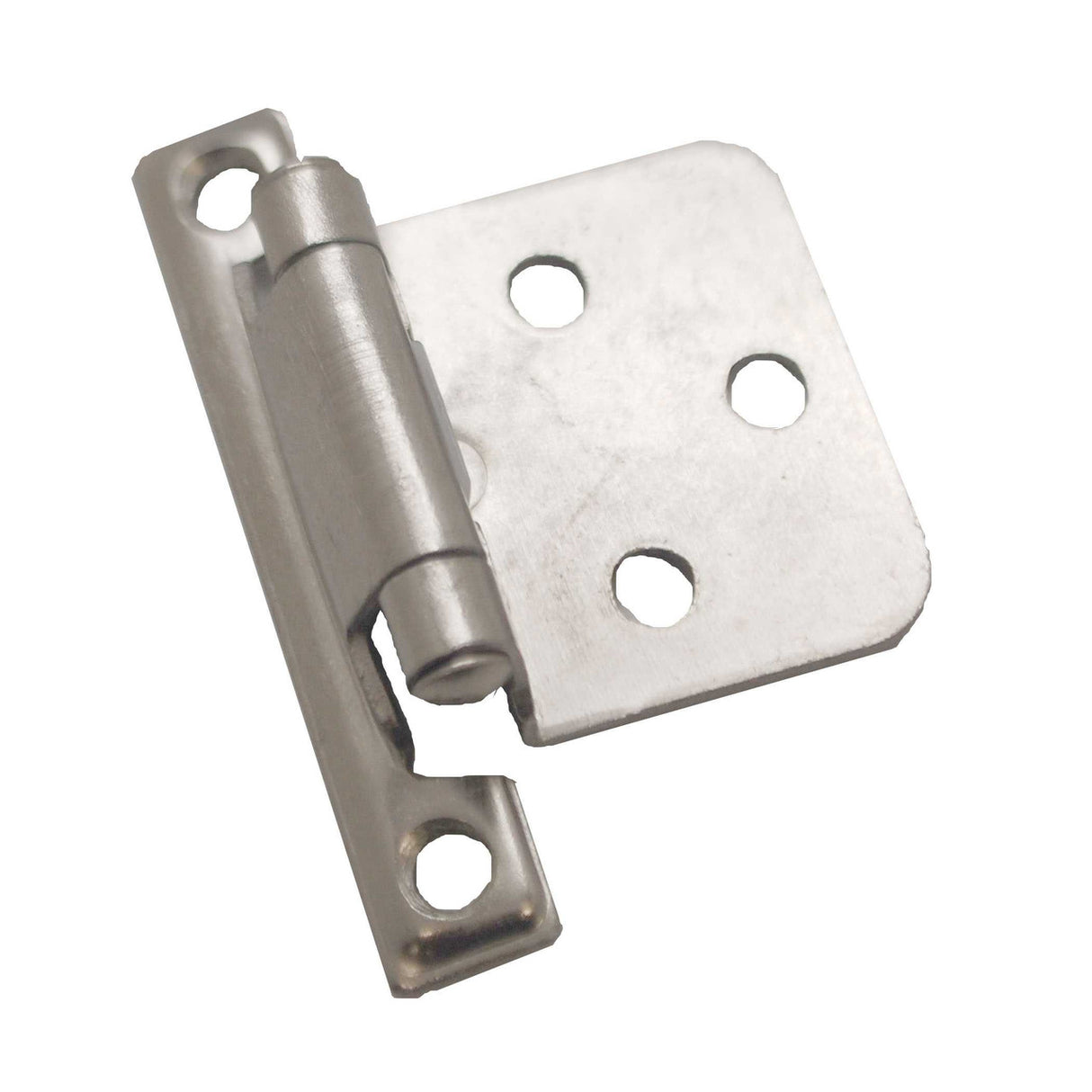 Main View of a Satin Nickel Self Closing Face Mount Variable Overlay Cabinet Hinge from Richelieu BP234195