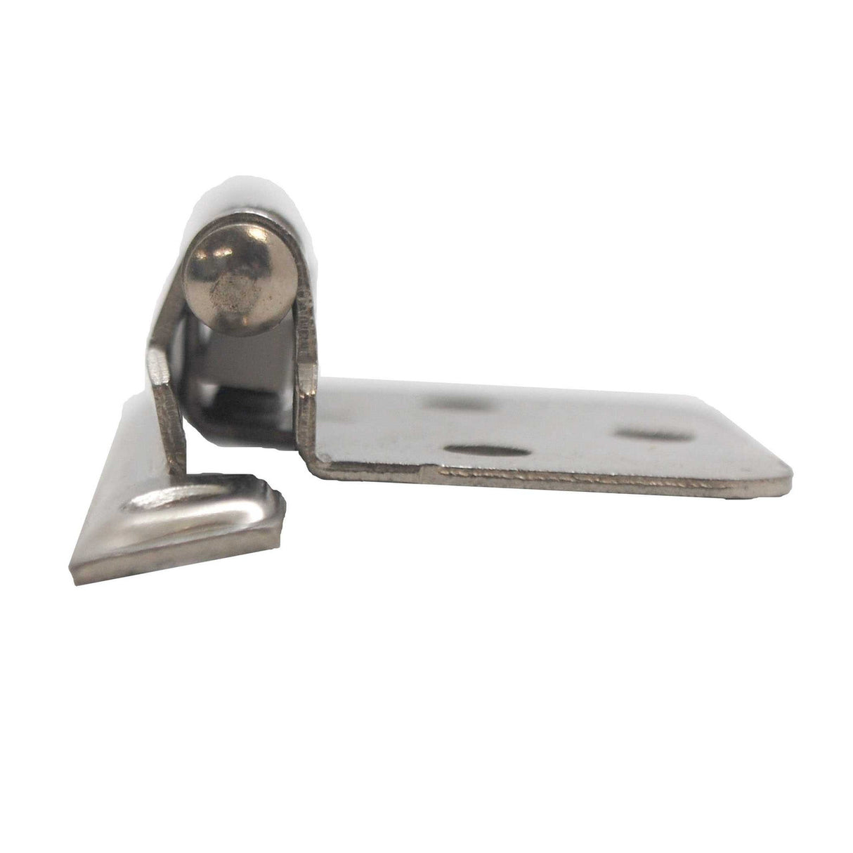 Side View of a Satin Nickel Self Closing Face Mount Variable Overlay Cabinet Hinge from Richelieu BP234195