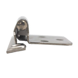 Side View of a Satin Nickel Self Closing Face Mount Variable Overlay Cabinet Hinge from Richelieu BP234195
