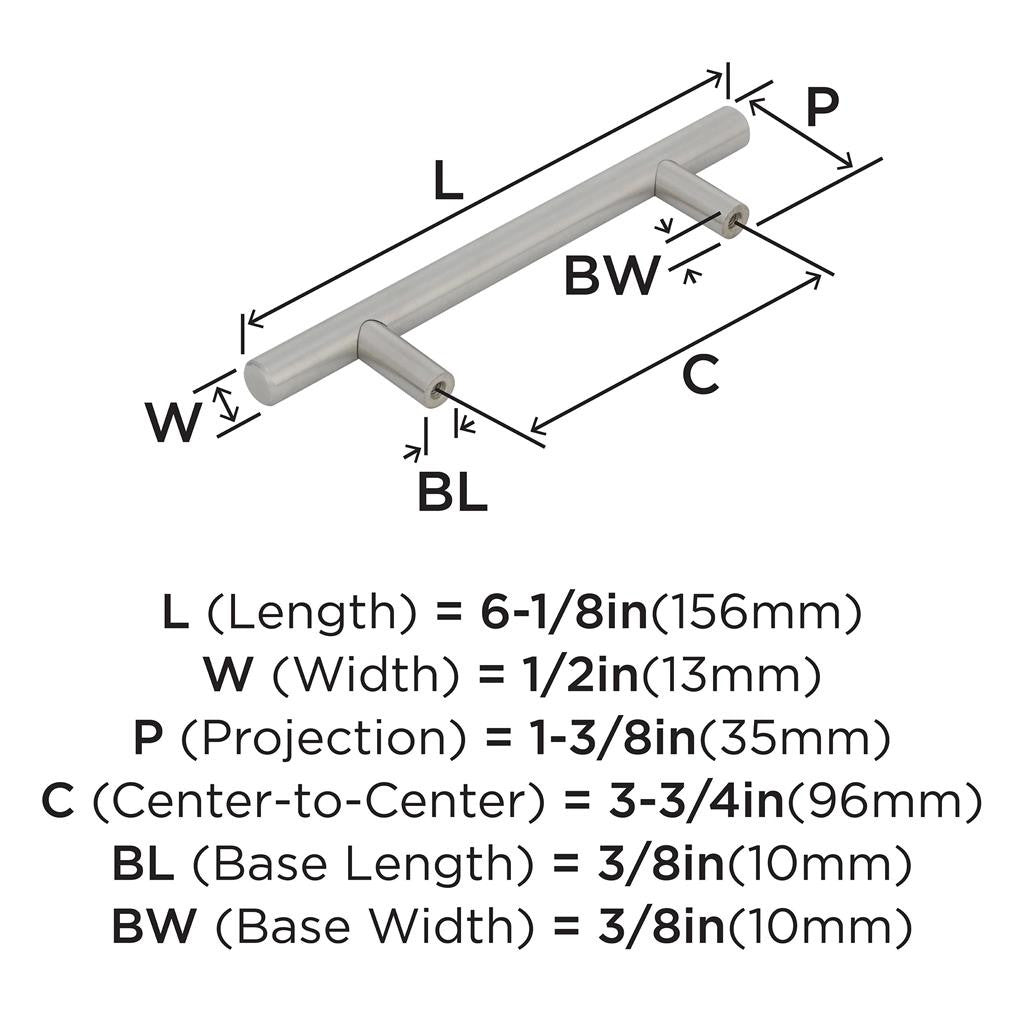 AMEROCK Bar Pulls Cabinet Handle in Stainless Steel
