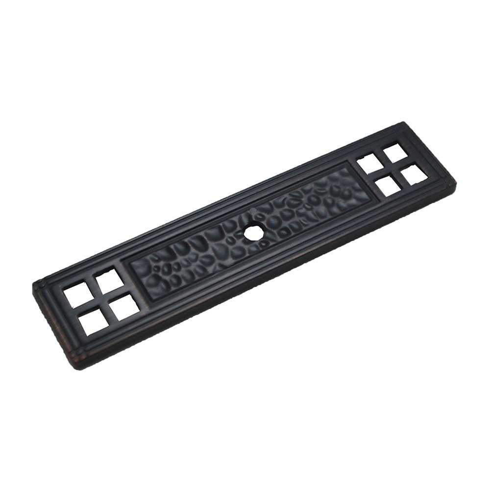 Stone Harbor Arts and Crafts Rectangle Knob Backplate in Vintage Bronze 9414-11P