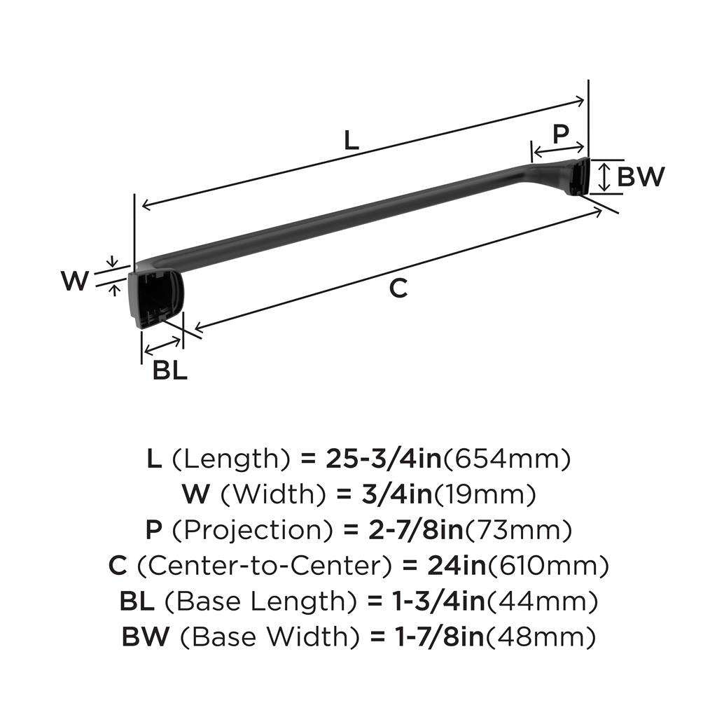 AMEROCK Revitalize Towel Bar in Matte Black 24 in BH36034MB