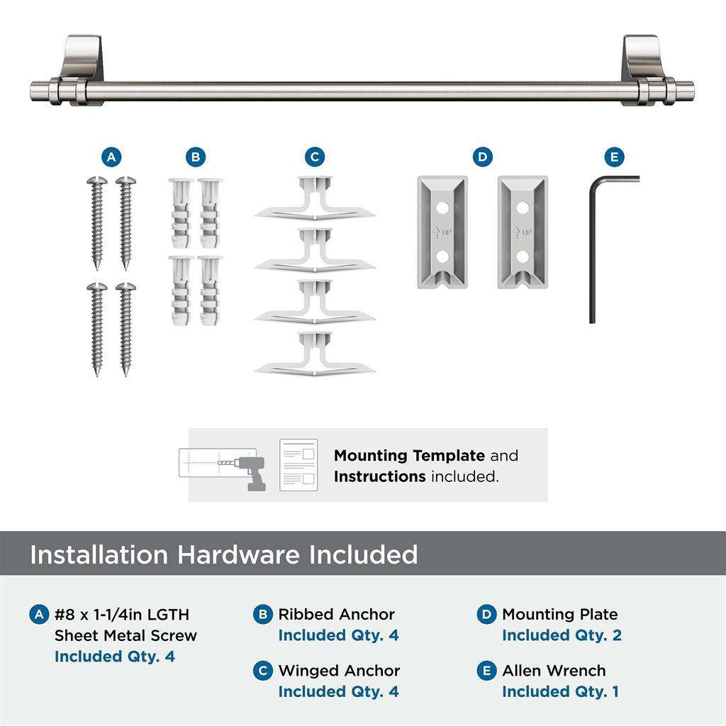 Satin Nickel 18" Towel Bar from Amerock's Davenport Collection BH36053G10 Hardware