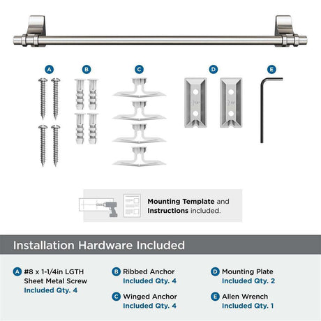 Satin Nickel 18" Towel Bar from Amerock's Davenport Collection BH36053G10 Hardware