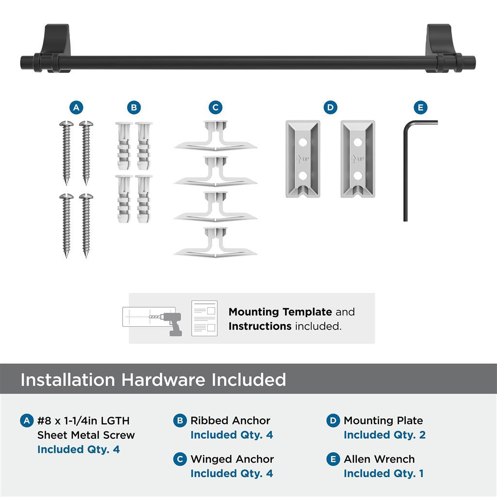 Matte Black 18" Towel Bar from Amerock's Davenport Collection BH36053MB Hardware