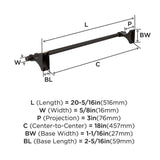 Oil Rubbed Bronze 18" Towel Bar from Amerock's Davenport Collection BH36053ORB Hardware Specs