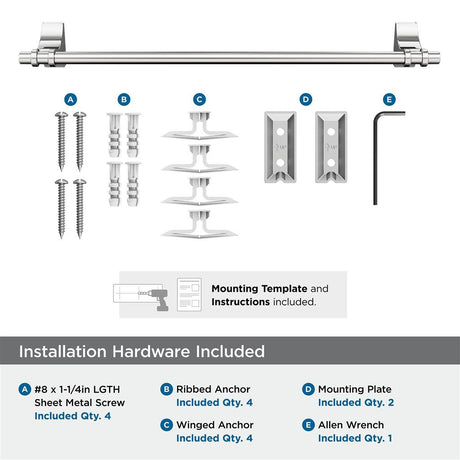 Polished Chrome 18" Towel Bar from Amerock's Davenport Collection BH3605326 Hardware