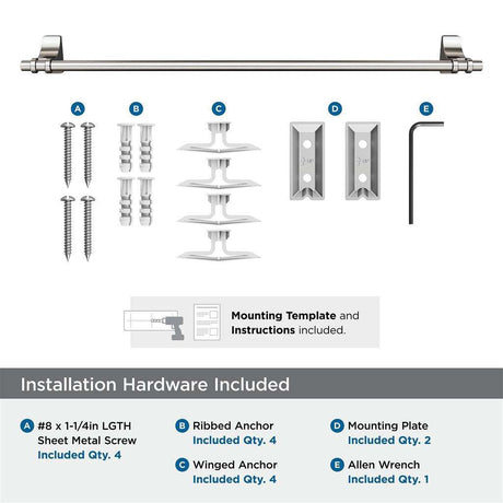 Satin Nickel 24" Towel Bar from Amerock's Davenport Collection BH36054G10 Hardware