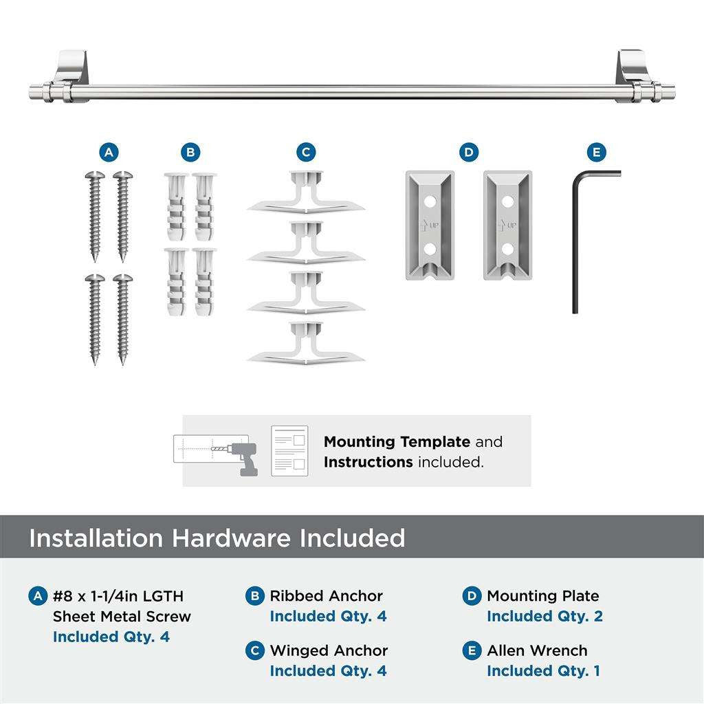 Polished Chrome 24" Towel Bar from Amerock's Davenport Collection BH3605426 Hardware