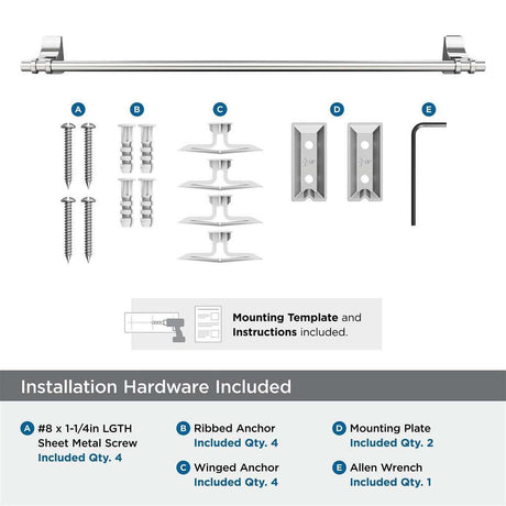 Polished Chrome 24" Towel Bar from Amerock's Davenport Collection BH3605426 Hardware