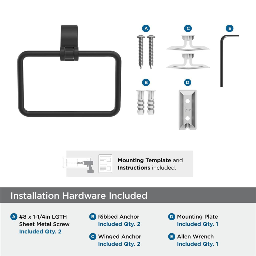 Matte Black Towel Ring from Amerock's Davenport Collection BH36052MB Hardware