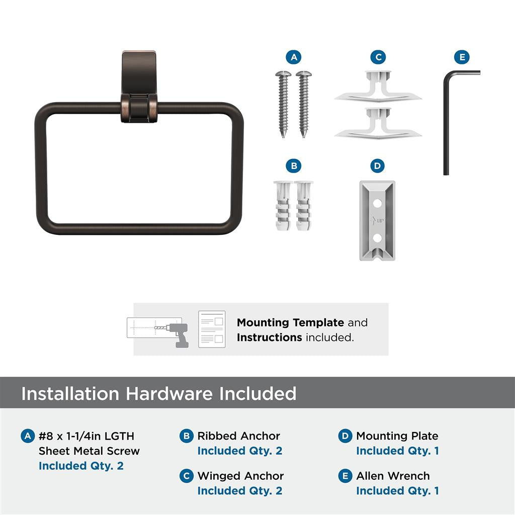 Oil Rubbed Bronze Towel Ring from Amerock's Davenport Collection BH36052ORB Hardware