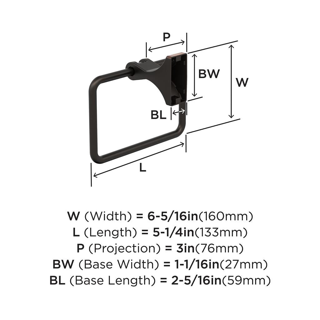 Oil Rubbed Bronze Towel Ring from Amerock's Davenport Collection BH36052ORB Specs