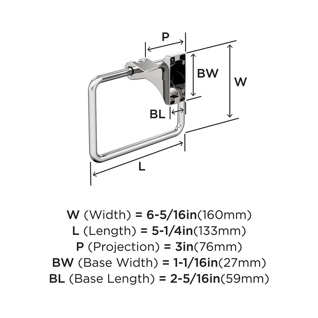 Polished Chrome Towel Ring from Amerock's Davenport Collection BH3605226 Specs