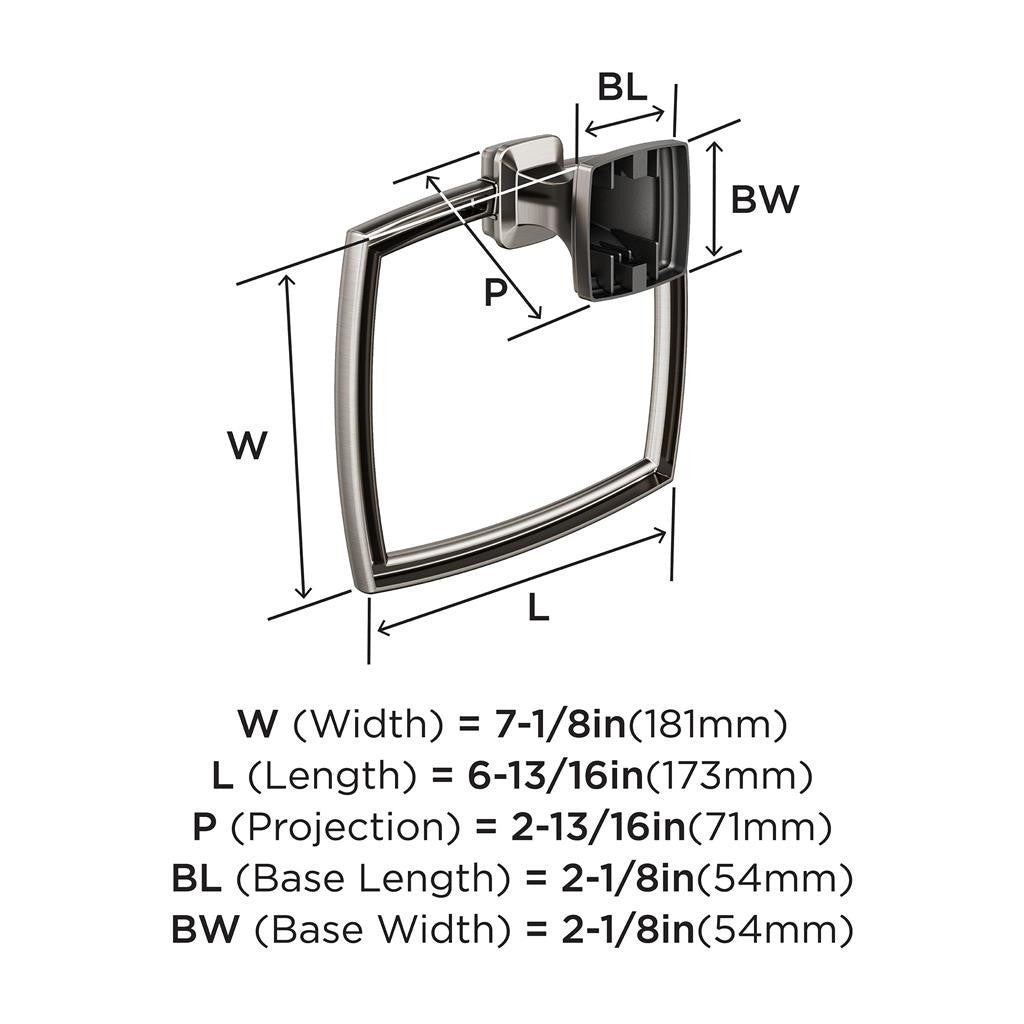 AMEROCK Revitalize 7-1/8" Long Hanging Towel Ring in Brushed Nickel BH36032G10