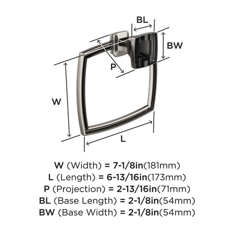 AMEROCK Revitalize 7-1/8" Long Hanging Towel Ring in Brushed Nickel BH36032G10