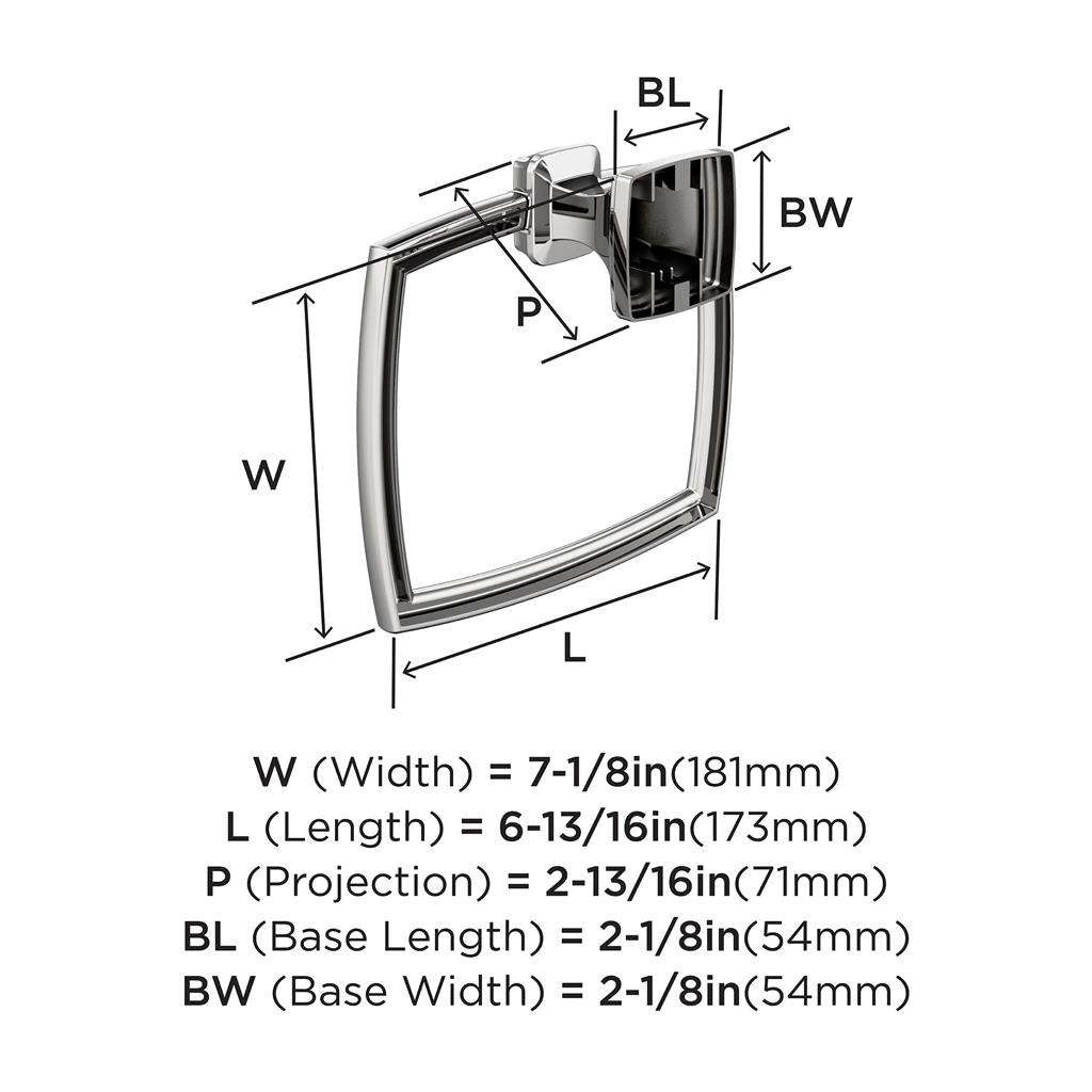 AMEROCK Revitalize 7-1/8" Long Hanging Towel Ring in Polished Chrome BH3603226