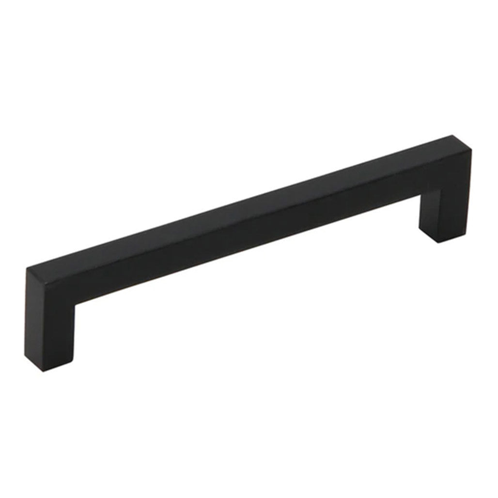Main View of a Matte Black 128mm Square Handle Cabinet Pull from Amerfit Hardware A2060-128MB