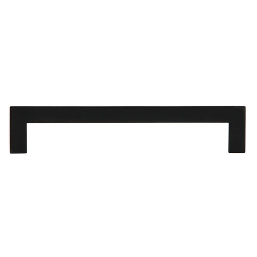 Side View of a Matte Black 128mm Square Handle Cabinet Pull from Amerfit Hardware A2060-128MB