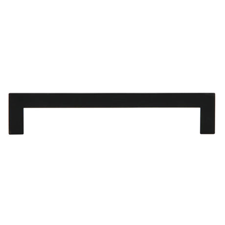 Side View of a Matte Black 128mm Square Handle Cabinet Pull from Amerfit Hardware A2060-128MB