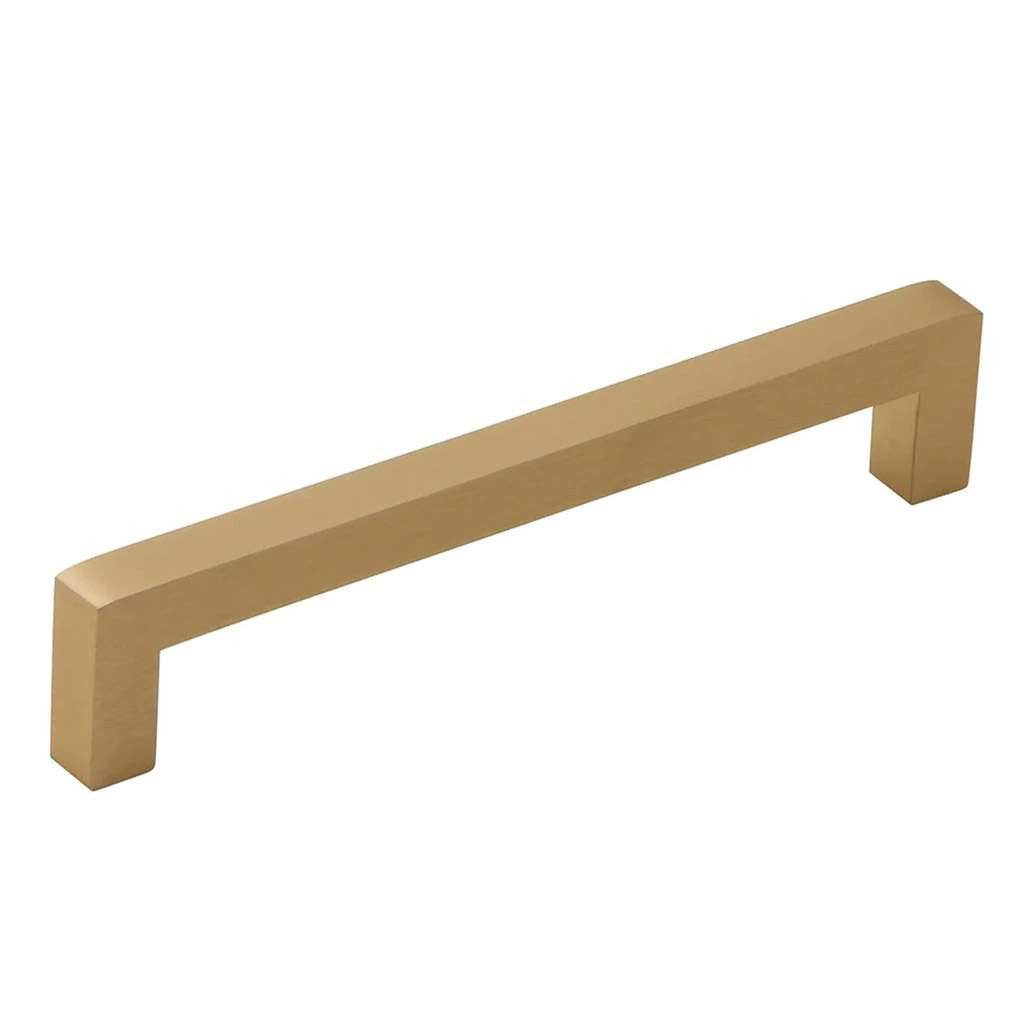 Main View of a Satin Brass 128mm Square Handle Cabinet Pull from Amerfit Hardware A2060-128SB