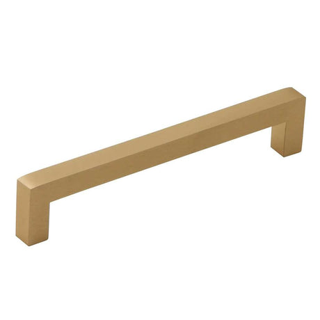 Main View of a Satin Brass 128mm Square Handle Cabinet Pull from Amerfit Hardware A2060-128SB