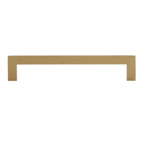 Side View of a Satin Brass 128mm Square Handle Cabinet Pull from Amerfit Hardware A2060-128SB