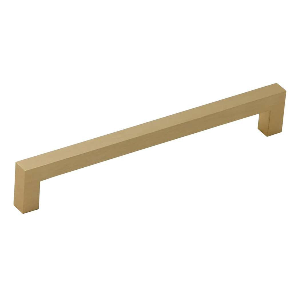 Main View of a Satin Brass 160mm Square Handle Cabinet Pull from Amerfit Hardware A2060-160SB