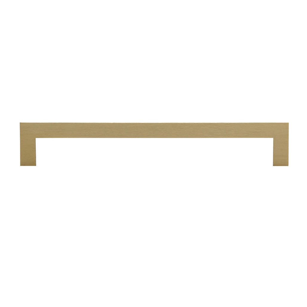 Side View of a Satin Brass 160mm Square Handle Cabinet Pull from Amerfit Hardware A2060-160SB