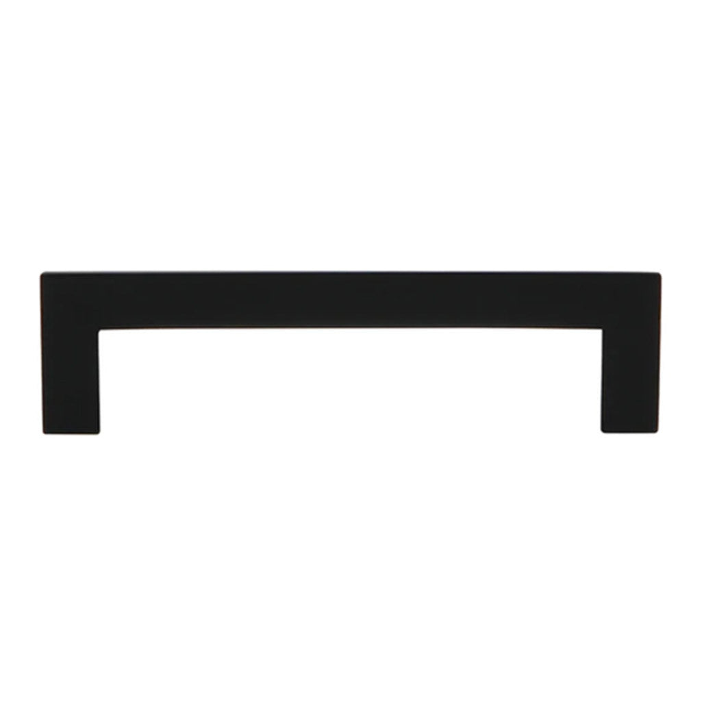 Side View of a Matte Black 96mm Square Handle Cabinet Pull from Amerfit Hardware A2060-96MB
