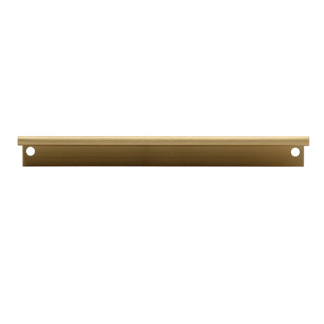 Front View of a Satin Brass 170mm Edge Cabinet Pull from Amerfit Hardware P1001-170SB